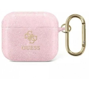 Guess protective case for AirPods 3 cover pink/pink Glitter Collection