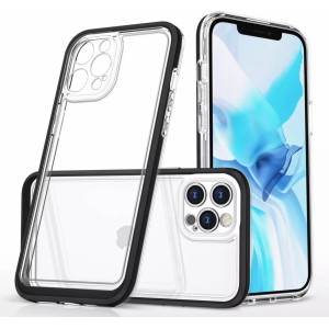 4Kom.pl Clear 3in1 case for iPhone 12 Pro gel cover with frame black