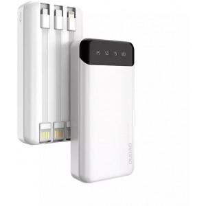 Dudao capacious powerbank with 3 built-in cables 20000mAh USB Type C micro USB Lightning white (Dudao K6Pro )