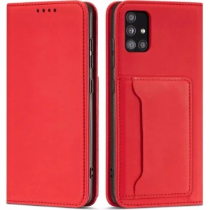 4Kom.pl Magnet Card Case for Samsung Galaxy A12 5G cover card wallet stand red