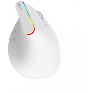 Delux M618C 2.4G 1600DPI RGB Wireless Vertical Mouse (White)