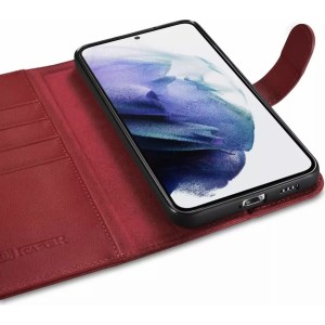 Icarer Haitang Leather Wallet Case Leather Case For Samsung Galaxy S22 (S22 Plus) Wallet Housing Cover Red (AKSM05RD)