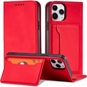 4Kom.pl Magnet Card Case case for iPhone 12 cover card wallet stand red