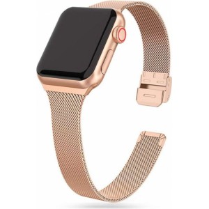 4Kom.pl Bransoleta Thin Milanese do Apple Watch 4/5/6/7/SE (38/40/41mm) Blush Gold