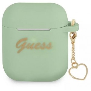 Guess GUA2LSCHSN AirPods cover zielony/green Silicone Charm Heart Collection