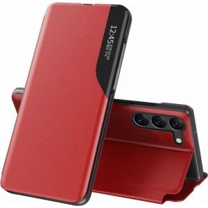 Samsung Eco Leather View Case for Samsung Galaxy S23 Plus with a flip stand red