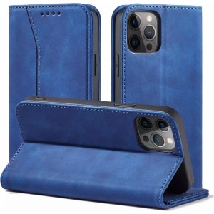 4Kom.pl Magnet Fancy Case case for iPhone 12 Pro Max cover wallet for cards stand blue