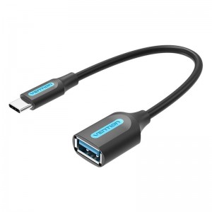 OTG kabelis USB-C 3.1 vīriešu uz USB-A sieviešu, 0.15m, Vention CCVBB, melns, 6922794749412