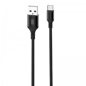XO NB143 Прочный TPE Универсальный USB на USB-C (Type-C) Кабель 2m данных и быстрого заряда 2.4A Черный