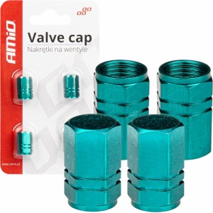 Amio Aluminium valve cap green 4 pcs AMIO-03632