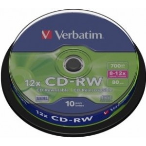 Verbatim Matricas CD-RW SERL 700MB 12x, 10 Pack Spindle