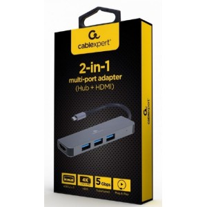 Gembird USB Type-C 2in1 Multi-port Adapters (Hub + HDMI) Hubs
