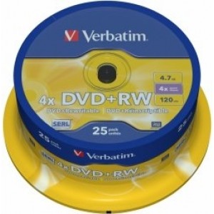 Verbatim Matricas DVD+RW SERL DLP 4.7GB 4x 25 Pack Spindle