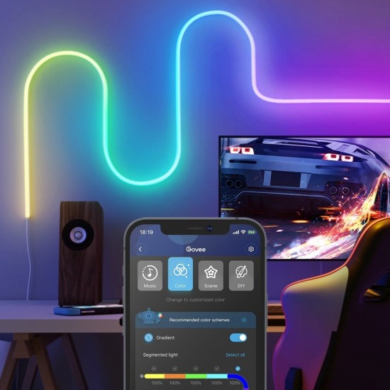 Govee H61A2 Neon Rope RGBIC LED Smart Lenta IP67 / Bluetooth / Wi-Fi / 3m