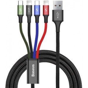 Baseus cable USB 4in1 2x Lightning / USB Type C / micro USB cable in nylon braid 3.5A 1.2m black (CA1T4-A01)