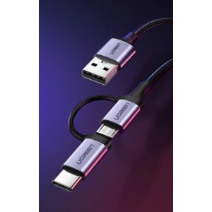 Ugreen cable 2in1 USB - micro USB / USB Type C cable 1m 2.4A black (30875) (universal)