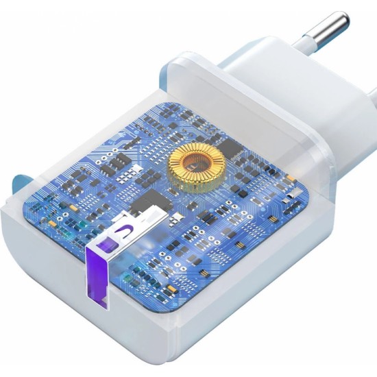 Dudao A20EU USB-A 18W wall charger - white + USB-A - USB-C cable (universal)