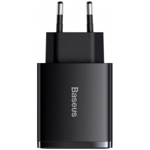 Baseus Compact fast charger 2x USB / USB Type C 30W 3A Power Delivery Quick Charge black (CCXJ-E01) (universal)