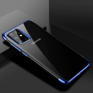 Hurtel Clear Color Case Gel TPU Electroplating frame Cover for Samsung Galaxy A72 4G blue (universal)