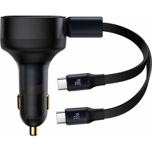 Baseus Car charger 2in1 33W 2x USB C (male) Baseus Enjoyment - black (universal)