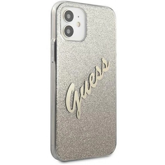 Guess GUHCP12SPCUGLSGO iPhone 12 mini 5.4" gold/gold hardcase Glitter Gradient Script (universal)