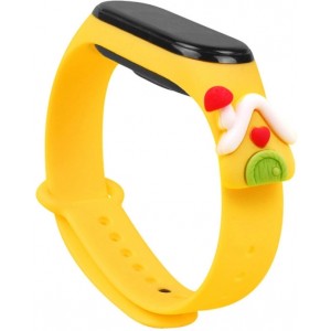 Hurtel Strap Xmas Wristband for Xiaomi Mi Band 6 / Mi Band 5 Christmas Silicone Strap Bracelet Yellow (house) (universal)