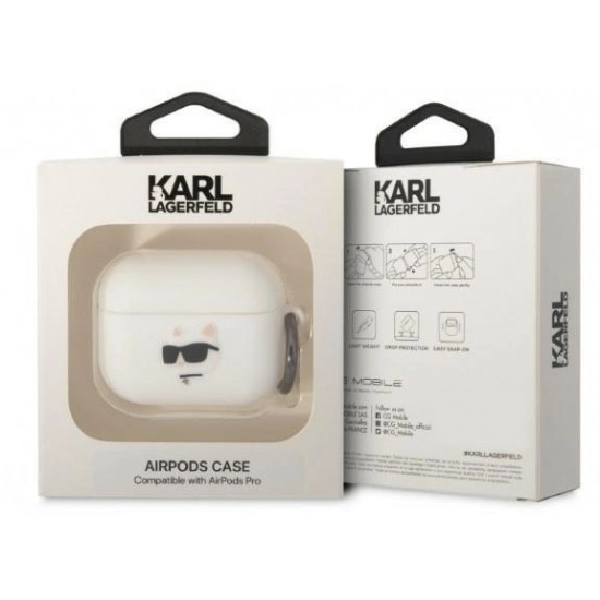 Karl Lagerfeld KLAPRUNCHH AirPods Pro cover white/white Silicone Choupette Head 3D (universal)