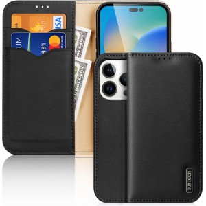 Dux Ducis Hivo Leather Flip Cover Genuine Leather Wallet for Cards and Documents iPhone 14 Pro Black (universal)