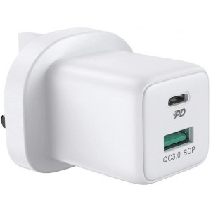 Joyroom wall travel charger USB Type C / USB 30W Power Delivery Quick Charge 4,5A (UK plug) white (L-QP303) (universal)
