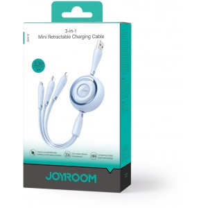 Joyroom S-A40 Colorful Series 3in1 retractable cable USB-A to USB-C / Lightning / microUSB 1m - blue (universal)