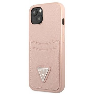 Guess GUHCP13SPSATPP iPhone 13 mini 5,4 "pink / pink hardcase SaffianoTriangle Logo Cardslot (universal)