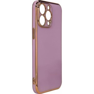 Hurtel Lighting Color Case for iPhone 12 Pro Max purple gel cover with gold frame (universal)