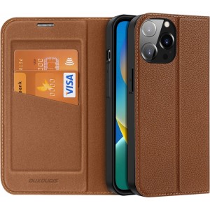 Dux Ducis Skin X2 case for iPhone 14 Pro Max case with magnetic flap brown (universal)