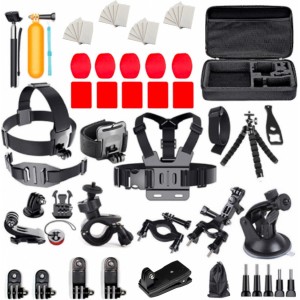Hurtel Set of universal accessories 63 in 1 for GoPro, DJI, Insta360, SJCam, Eken sports cameras (GoPro 63 in 1 set)