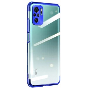 Hurtel Clear Color Case Gel TPU Electroplating frame Cover for Xiaomi Redmi Note 10 5G / Poco M3 Pro blue (universal)