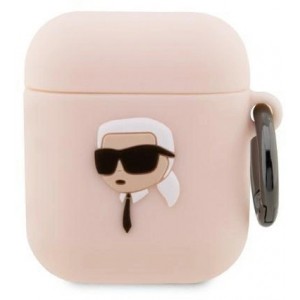 Karl Lagerfeld KLA2RUNIKP AirPods 1/2 cover pink/pink Silicone Karl Head 3D (universal)