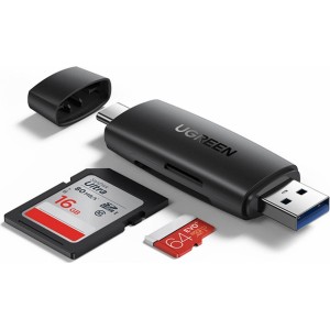 Ugreen adapter SD / micro SD card reader (USB-A / USB-C) black (CM304) (universal)