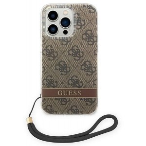 Guess GUOHCP14LH4STW iPhone 14 Pro 6.1 "brown / brown hardcase 4G Print Strap (universal)