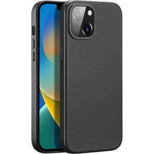 Dux Ducis Grit Leather Case for iPhone 14 Plus Elegant Faux Leather Cover (MagSafe Compatible) Black (universal)