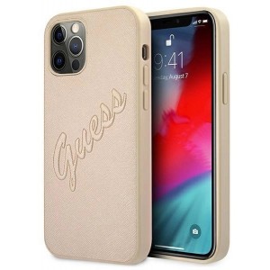 Guess GUHCP12LRSAVSLG iPhone 12 Pro Max 6.7" gold/gold hardcase Saffiano Vintage Script (universal)