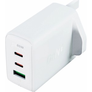 Acefast charger GaN 65W 3 ports (1xUSB, 2xUSB C PD) UK plug white (A44) (universal)