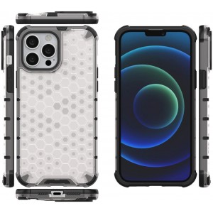 Hurtel Honeycomb Case armor cover with TPU Bumper for iPhone 13 Pro Max transparent (universal)