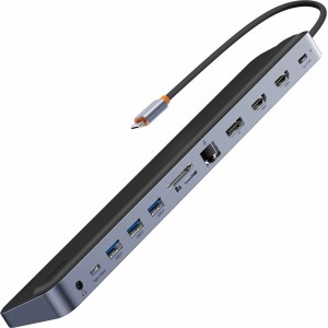 Baseus EliteJoy Gen2 universal USB HUB 12in1 with USB-C cable 25cm notebook stand USB-A / USB-C / DP / HDMI / SD / TF / RJ45 / 3.5mm jack / PD 100W gray (WKSX030213) (universal)