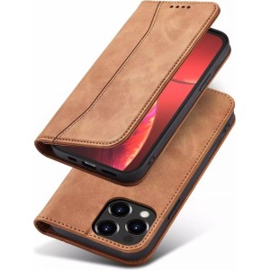4Kom.pl Magnet Fancy Case case for iPhone 13 Pro cover wallet for cards stand brown