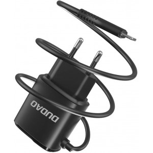 Dudao 2x USB charger with built-in Lightning cable 12 W black (A2ProL black)