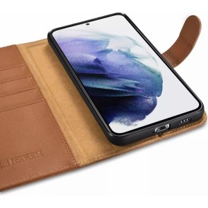 Icarer Haitang Leather Wallet Case Leather Case for Samsung Galaxy S22 (S22 Plus) Wallet Case Cover Brown (AKSM05BN)