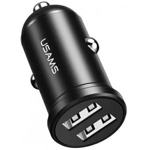 Usams Car charger 2xUSB 2.4A Mini black/black CC114TC01 (US-CC114)
