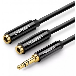 Ugreen Cable UGREEN cable headphone splitter 3.5 mm mini jack AUX 25cm black (20816)