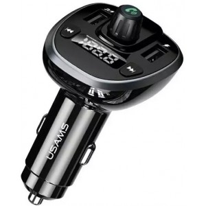 Usams C21 hands-free car kit with FM transmitter, Bluetooth 5.0, MP3, 2xUSB 3.4A CC115GC01 (US-CC115) black/black