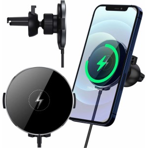 Alogy 2-in-1 car holder with Alogy Airvent MagSafe QI Charger for MagSafe 15W inductive charger Black
